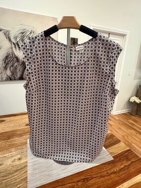 Merona Printed Cap Sleeve Top: Navy, Pink, White, X-Large